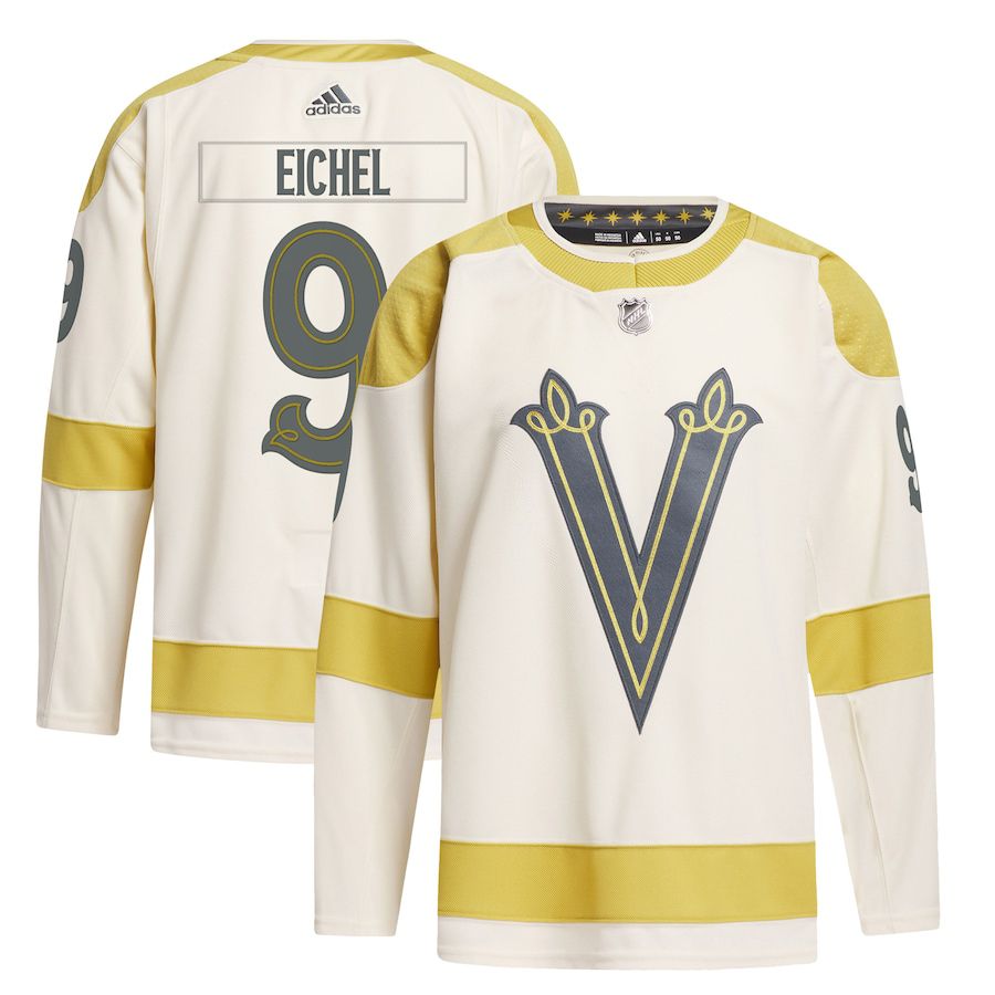 Men Vegas Golden Knights #9 Jack Eichel adidas Cream 2024 NHL Winter Classic Primegreen Authentic Player Jersey->->NHL Jersey